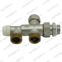 Коллектор с угл. краном для МП труб 1"х1/2"-16 2 отвода